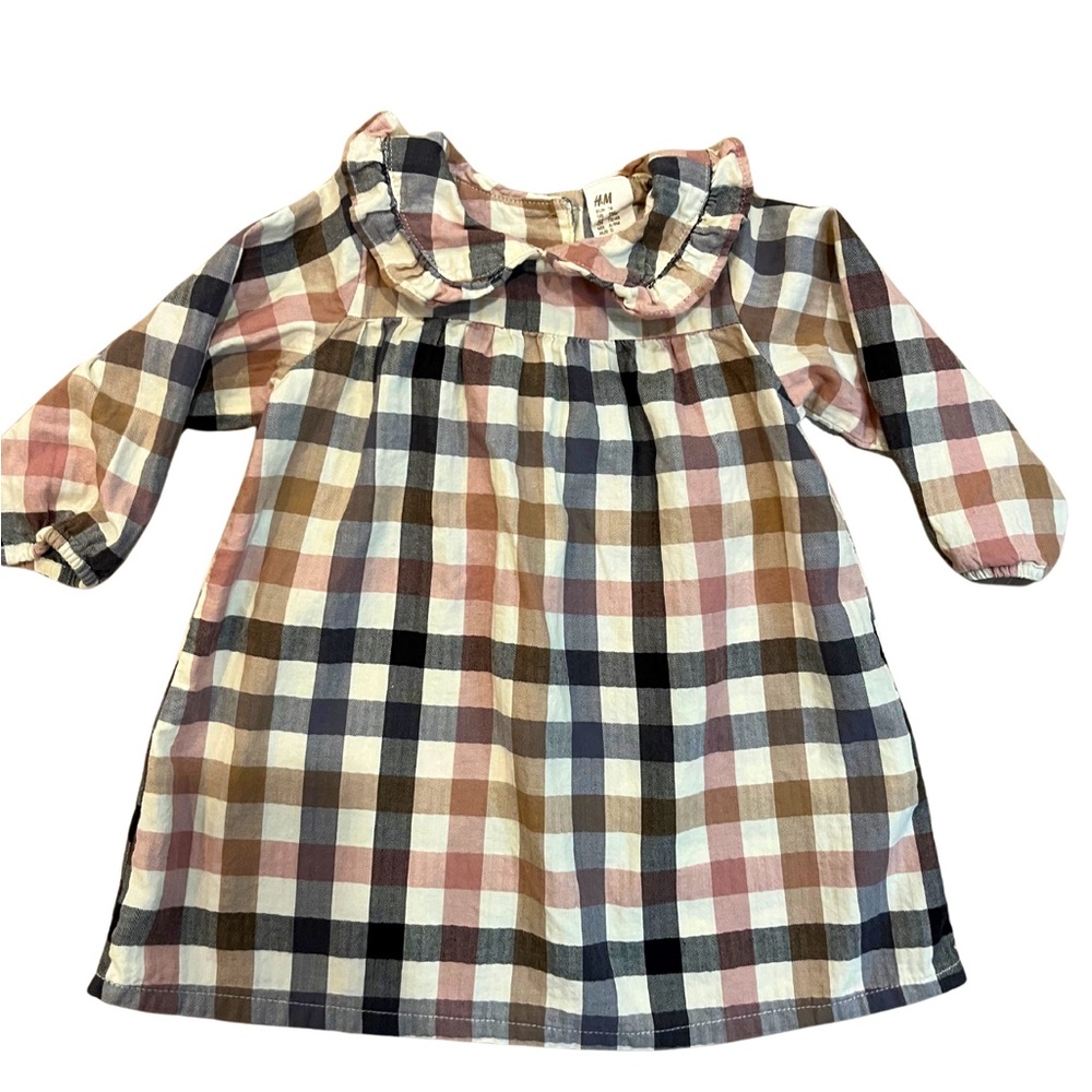 Gingham Dress with Ruffled Collar